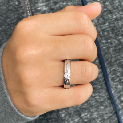 Single Diamond Tension Set Ring